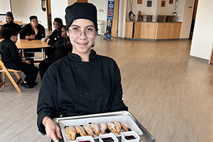 young woman in cooking school