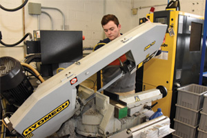 Working on manufacturing machine