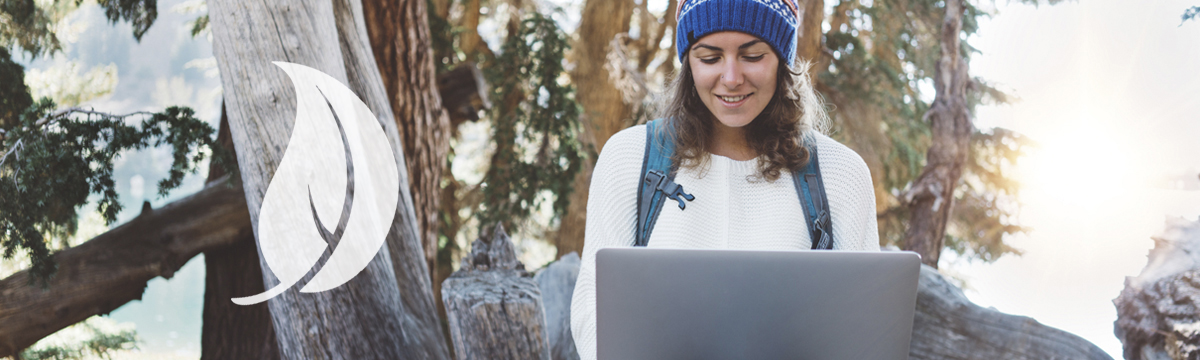 Woman checking her online accounts