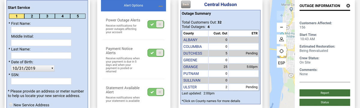 Some screens and functions available with our mobile app.