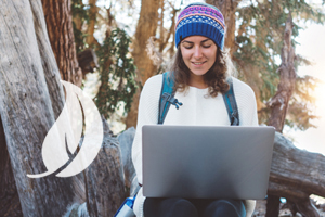 Woman checking her online accounts