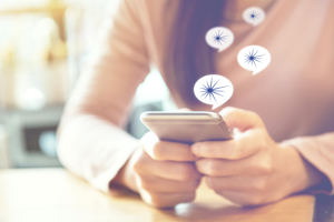 Woman checking text messages