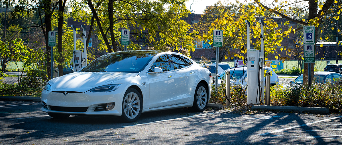 electric vehicle at charging station