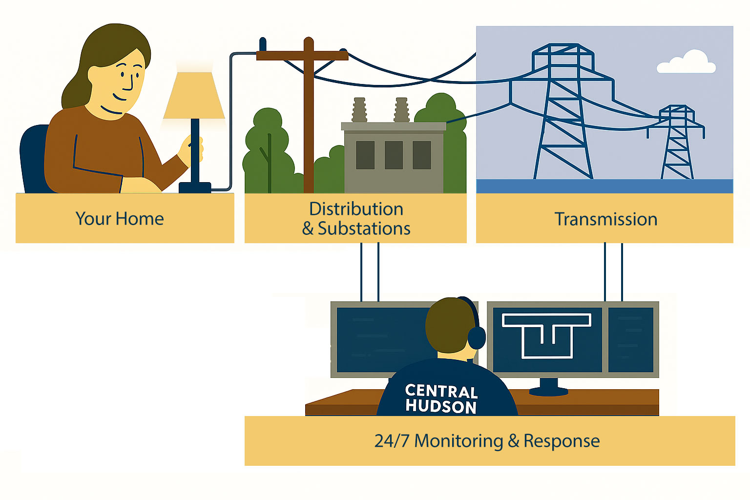 Graphic showing how electricity gets to your home