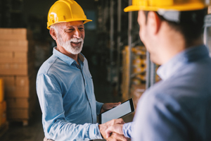 People meeting in a warehouse