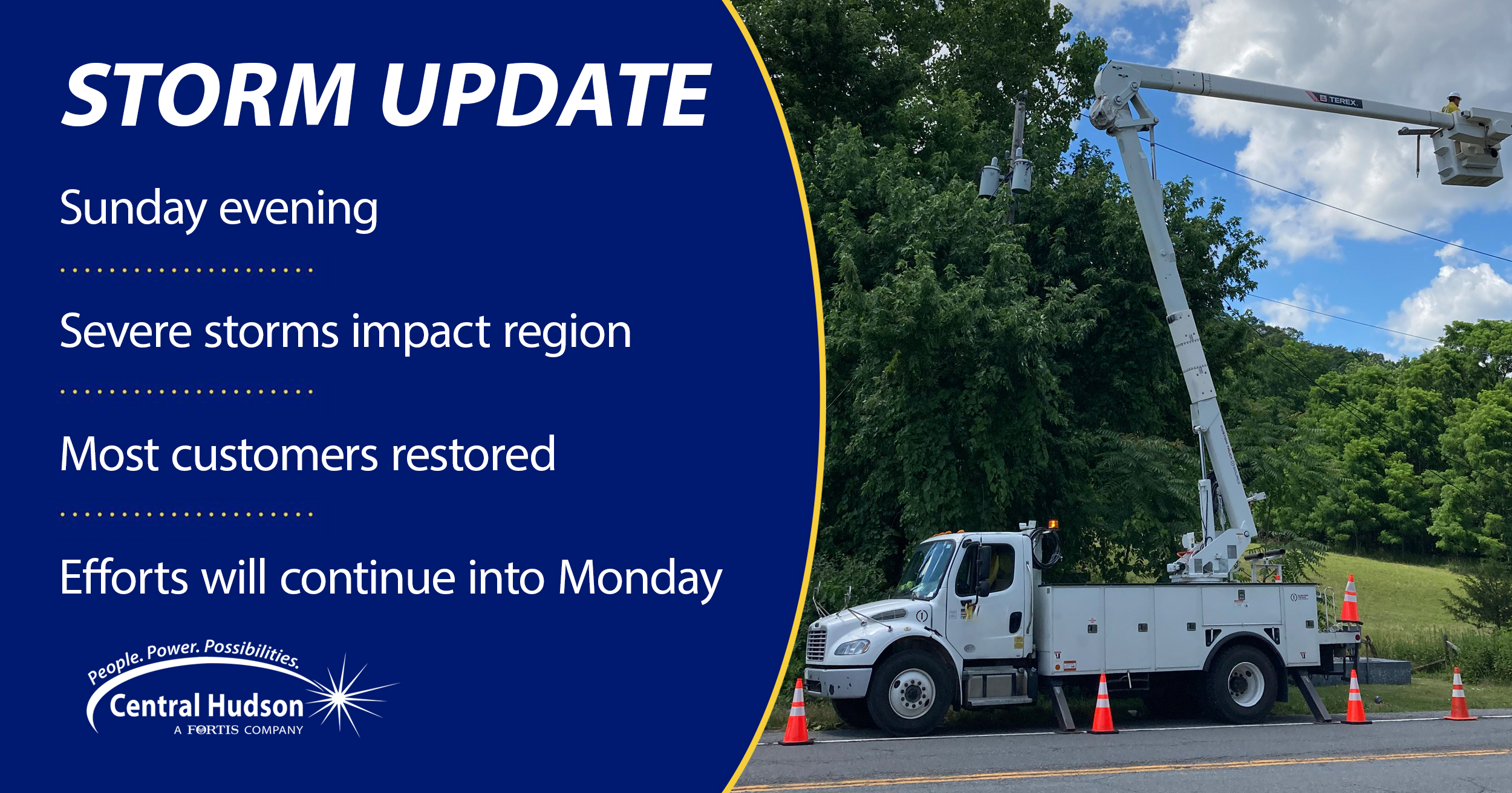 Central Hudson Mobilizes Crews, Restores Power to More Than Half of Those  Impacted Following Severe Thunderstorms